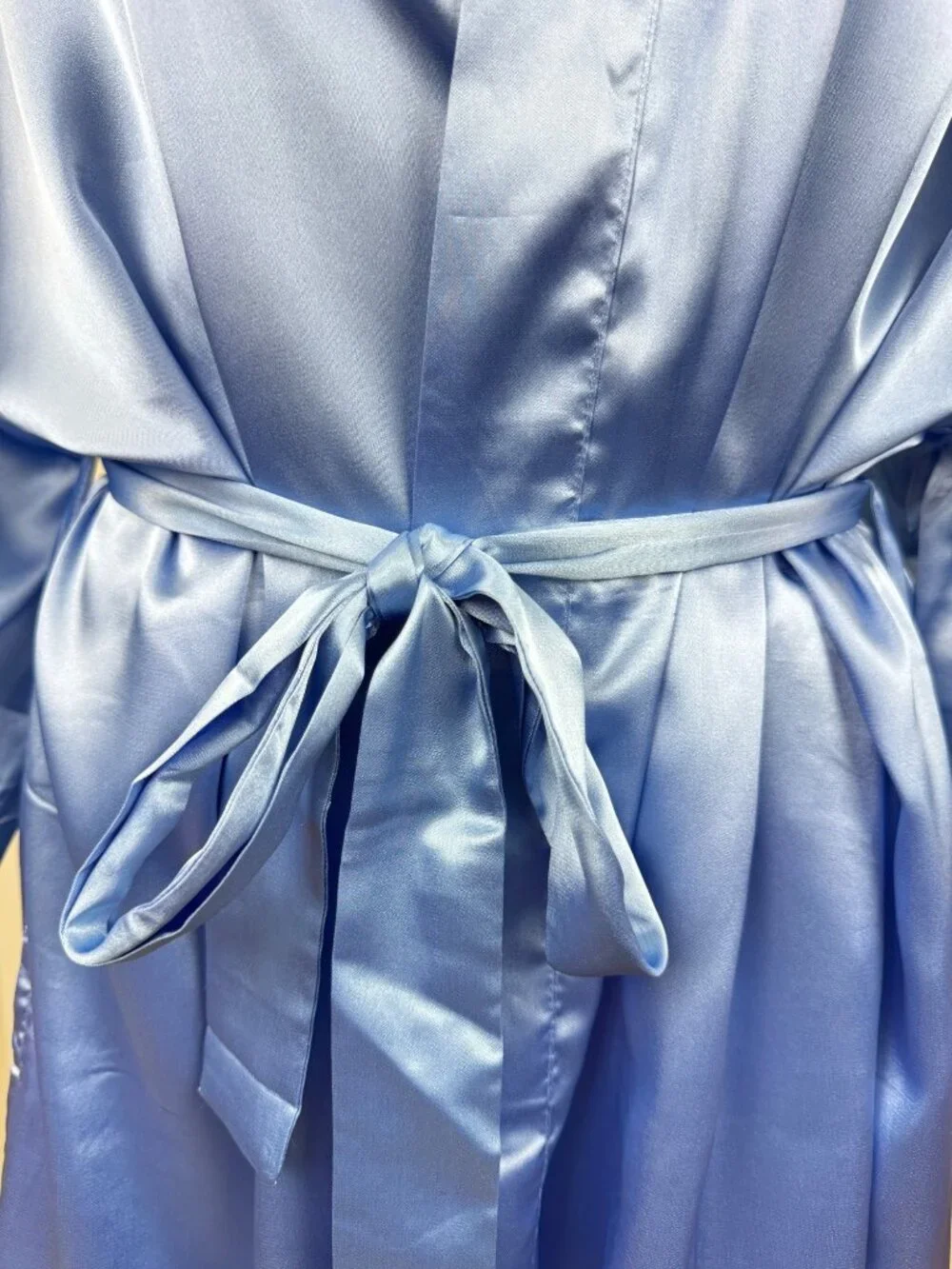 Women's Turquaz Carmen Satin Kimono Robe Blue Wrap Tie Waist Sz L